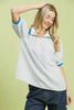 Umgee Botanical Print Puff Short Sleeve Blouse  Style Ratio
