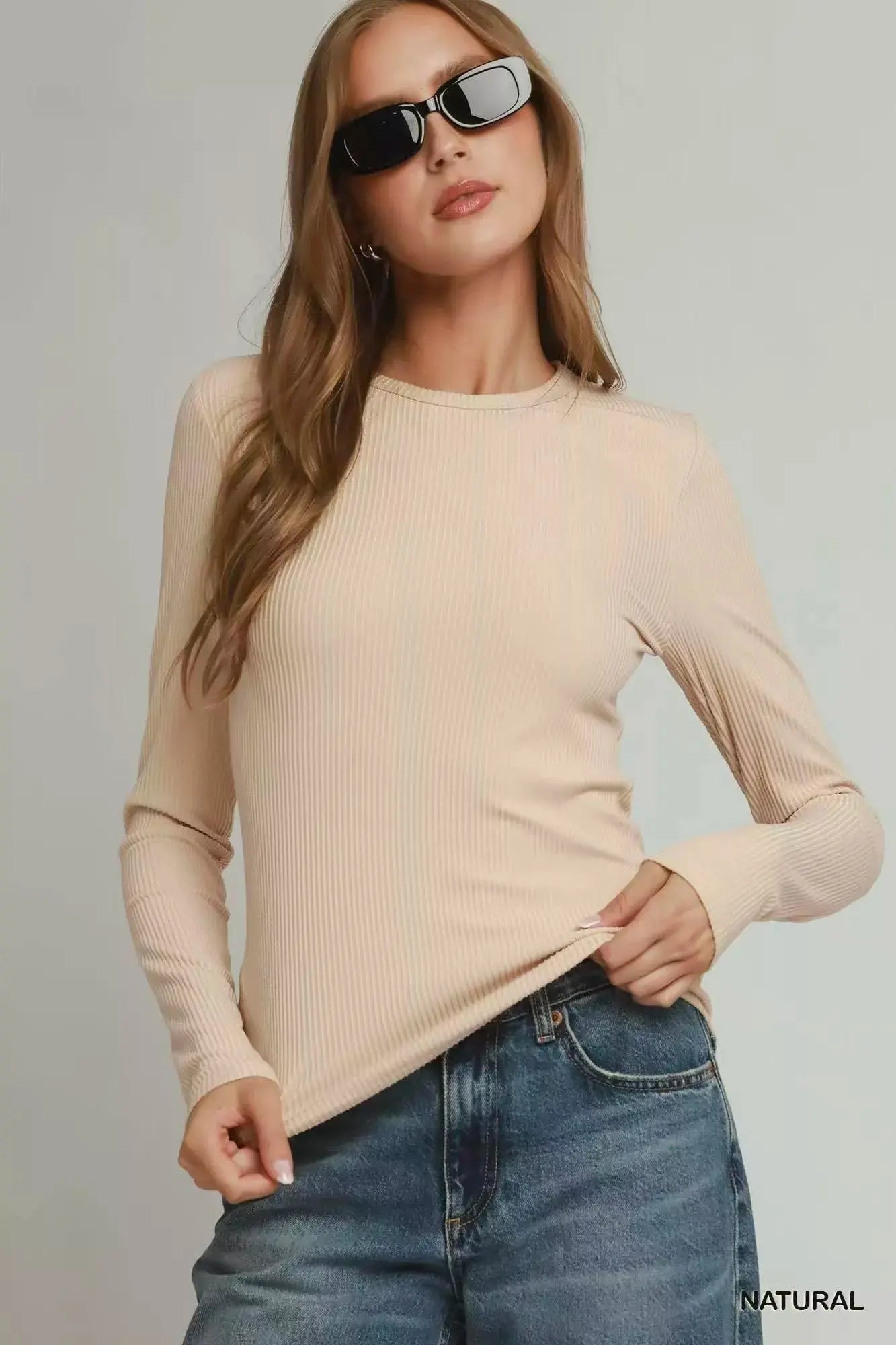 Umgee Brushed Rib Long Sleeve Top  Style Ratio
