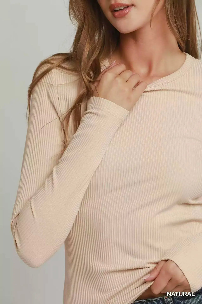 Umgee Brushed Rib Long Sleeve Top  Style Ratio