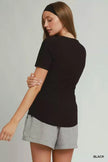 Umgee Brushed Rib Short Sleeve Top  Style Ratio