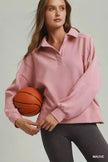 Umgee Brushed Waffle Polo Collared Pullover  Style Ratio