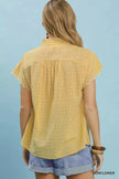 Umgee Embroidered Print Scallop Sleeve Button Front Blouse  Style Ratio