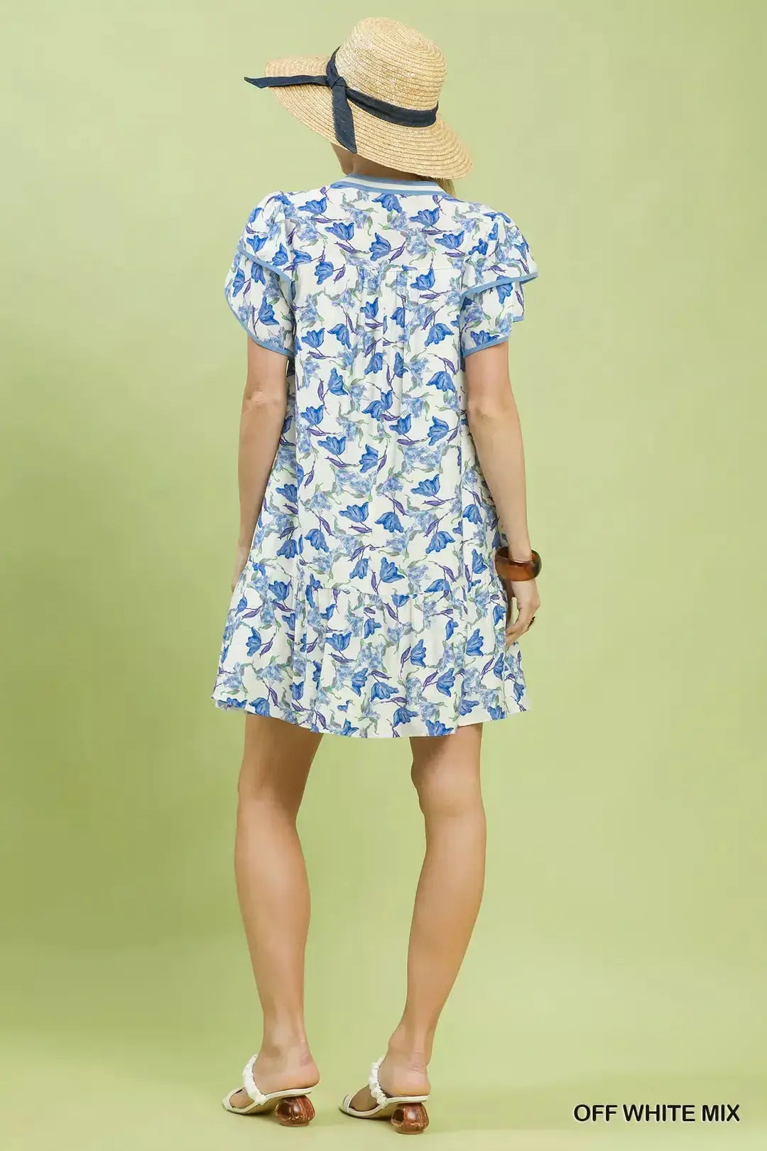 Umgee Floral Flutter Sleeve Tiered Dress  Style Ratio