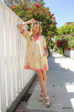 Umgee Floral Puff Sleeve Dress with Contrast Trim  Style Ratio