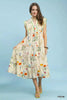 Umgee Floral Ruffle Tiered Midi Dress with Scalloped Detail  Style Ratio