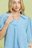 Umgee Gingham Puff Sleeve Collared Blouse  Style Ratio