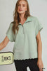 Umgee Half Zip Pullover with Scalloped Edge Hem  Style Ratio