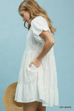 Umgee Jacquard Puff Sleeve Mini Dress  Style Ratio