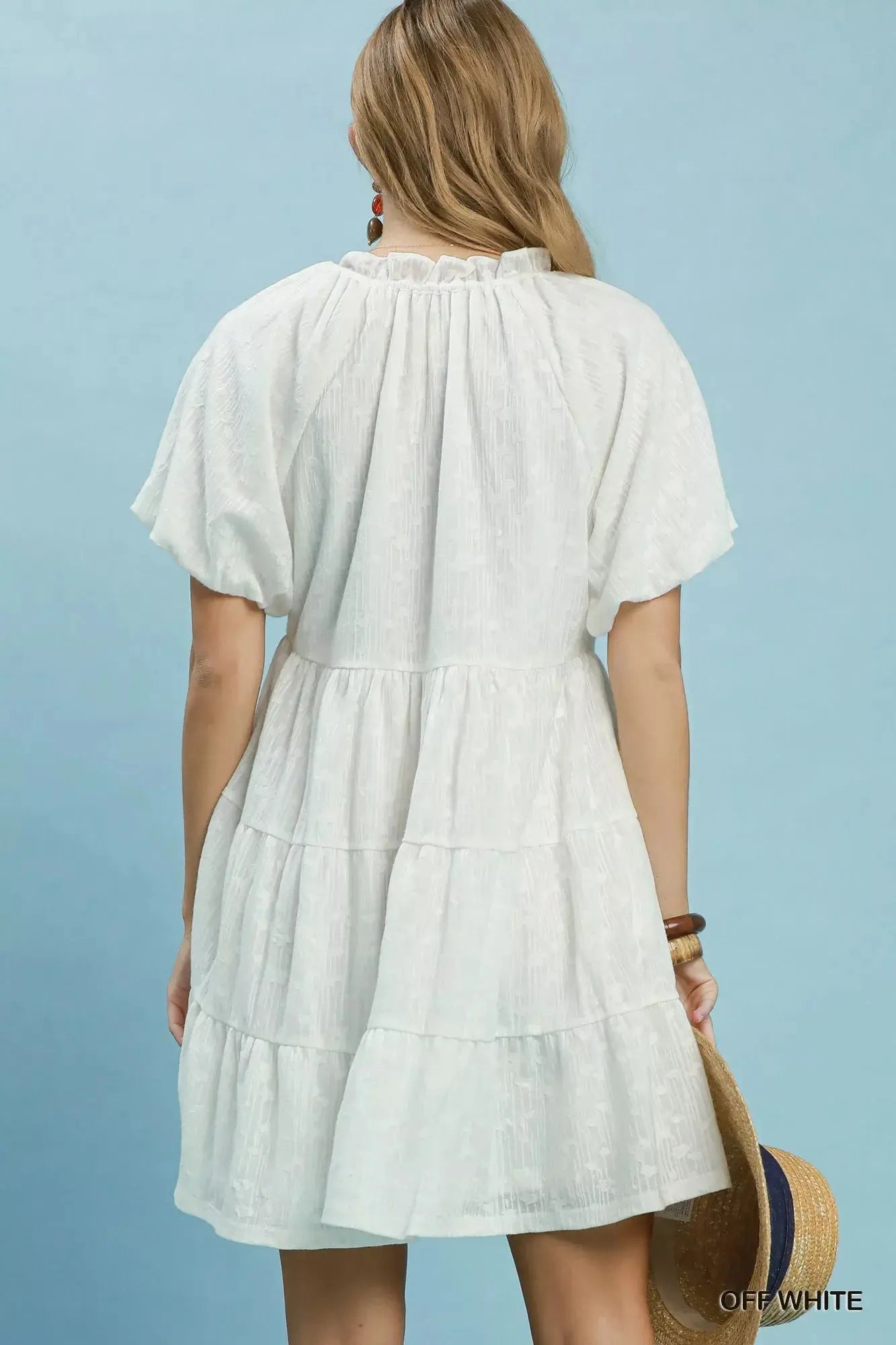 Umgee Jacquard Puff Sleeve Mini Dress  Style Ratio