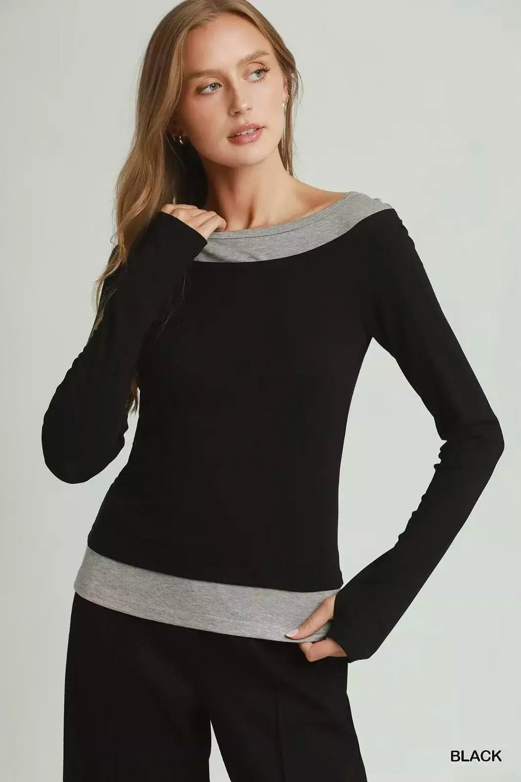 Umgee Layered Twofer Long Sleeve Top  Style Ratio