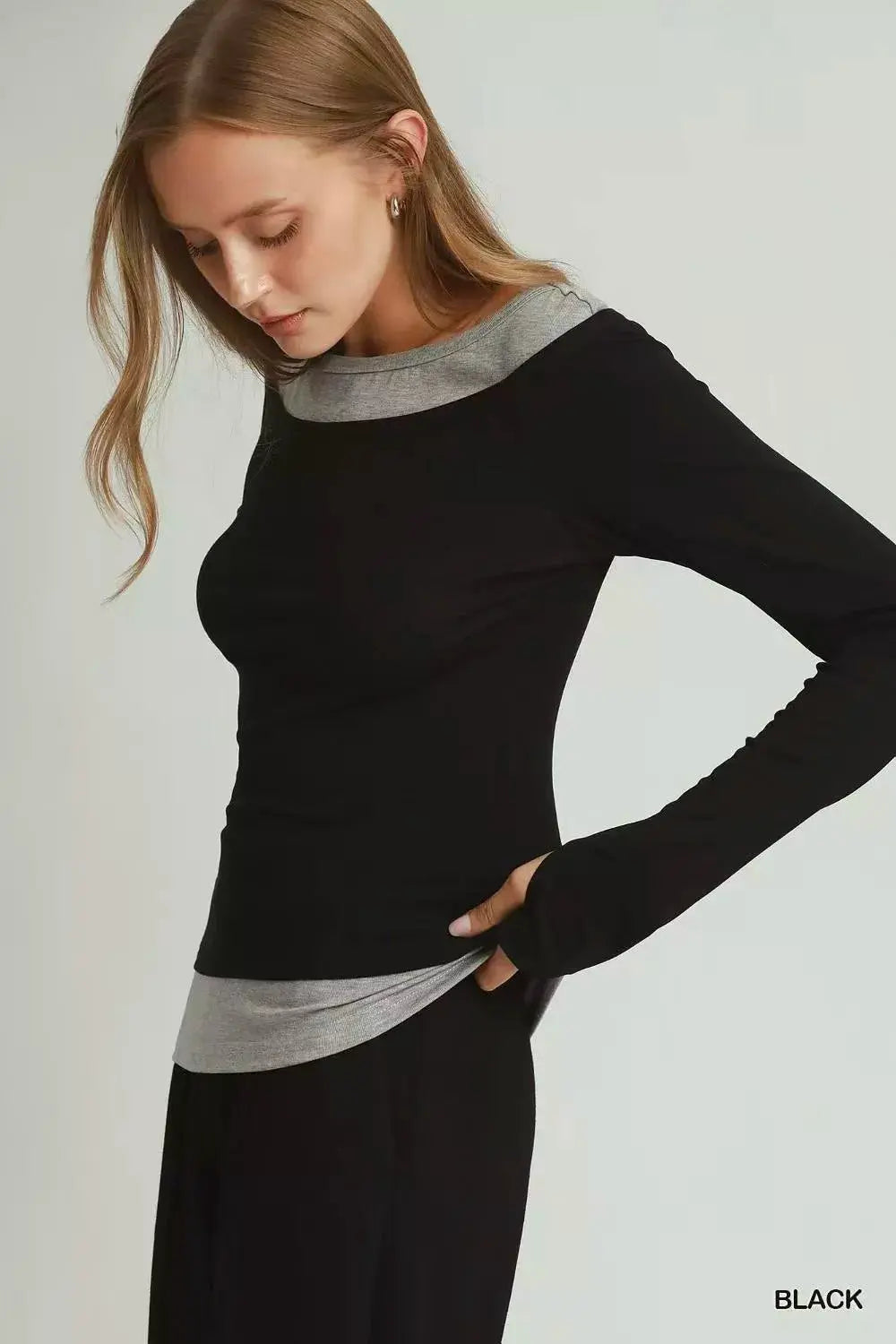 Umgee Layered Twofer Long Sleeve Top  Style Ratio