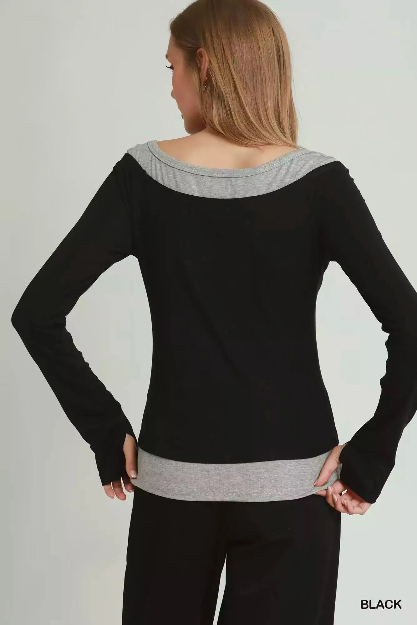 Umgee Layered Twofer Long Sleeve Top  Style Ratio