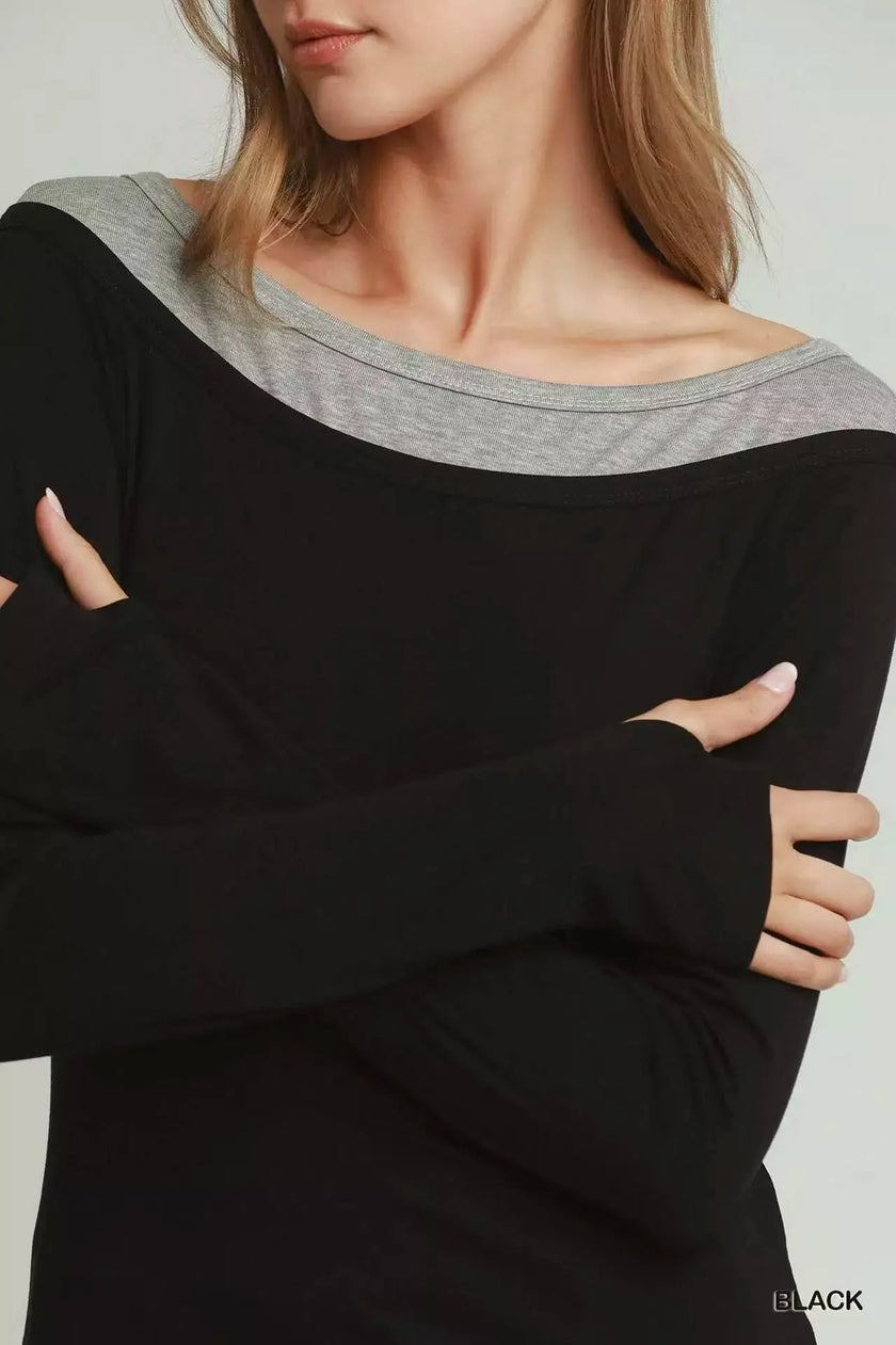 Umgee Layered Twofer Long Sleeve Top  Style Ratio