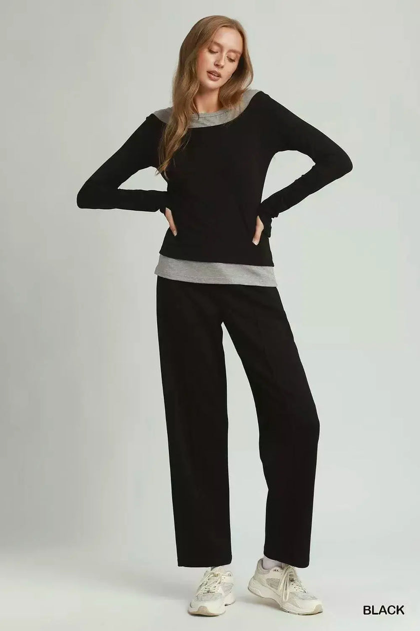 Umgee Layered Twofer Long Sleeve Top  Style Ratio
