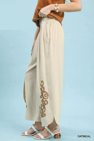 Umgee Linen Embroidered Wide-Leg Boho Pants  Style Ratio