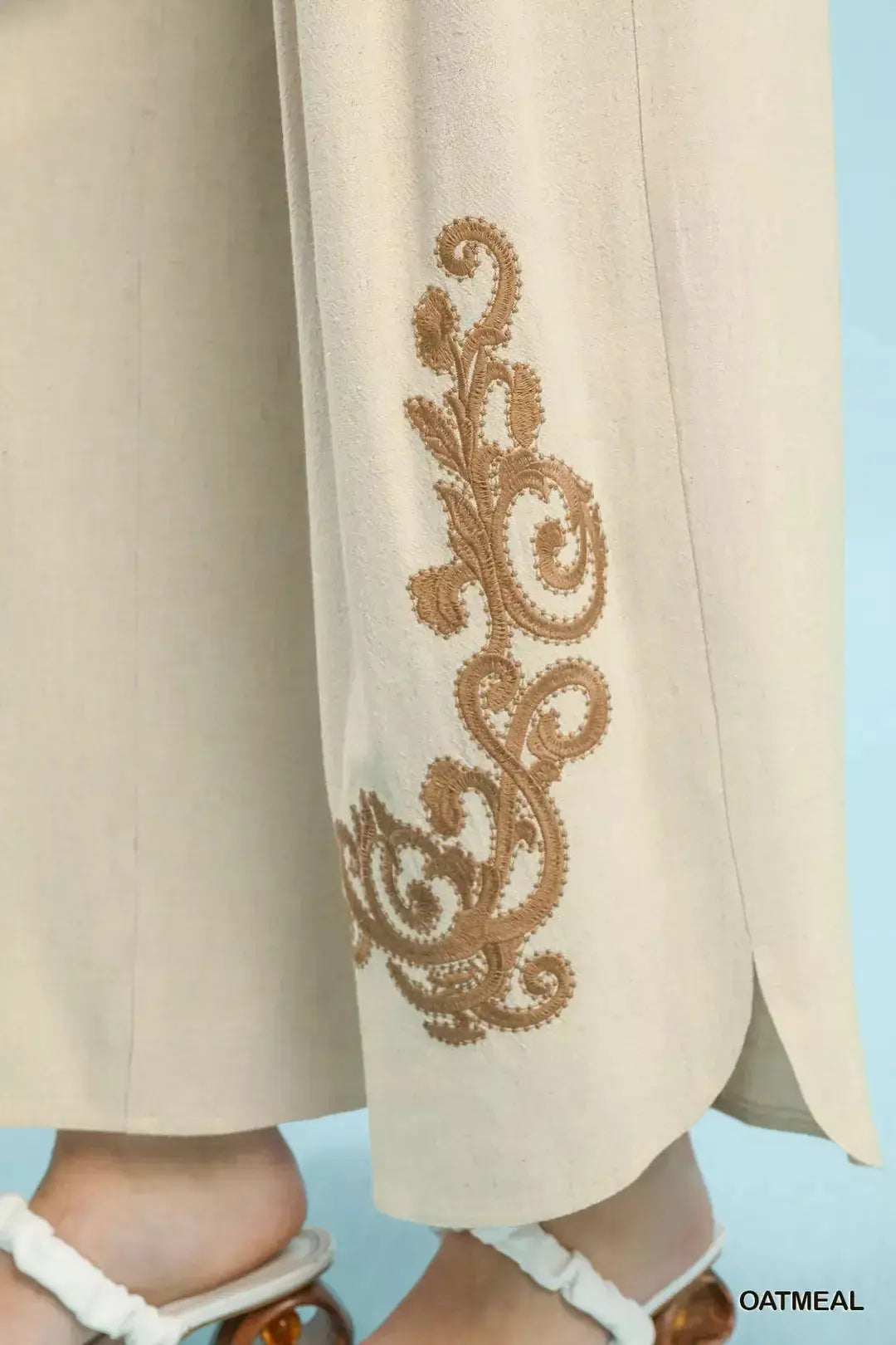 Umgee Linen Embroidered Wide-Leg Boho Pants  Style Ratio