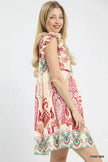 Umgee Mix Ruffle Sleeve Boho Print Dress  Style Ratio
