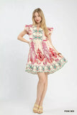 Umgee Mix Ruffle Sleeve Boho Print Dress  Style Ratio