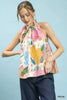 Umgee Multi-Color Floral Halter Neck Boho Top  Style Ratio