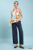 Umgee Multi-Color Floral Halter Neck Boho Top  Style Ratio