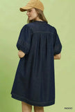 Umgee Notched Puff Sleeve Mini Dress with Pockets  Style Ratio