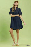 Umgee Notched Puff Sleeve Mini Dress with Pockets  Style Ratio