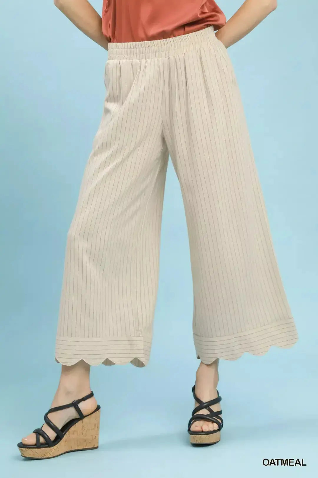 Umgee Pinstripe Wide Leg Pants  Style Ratio