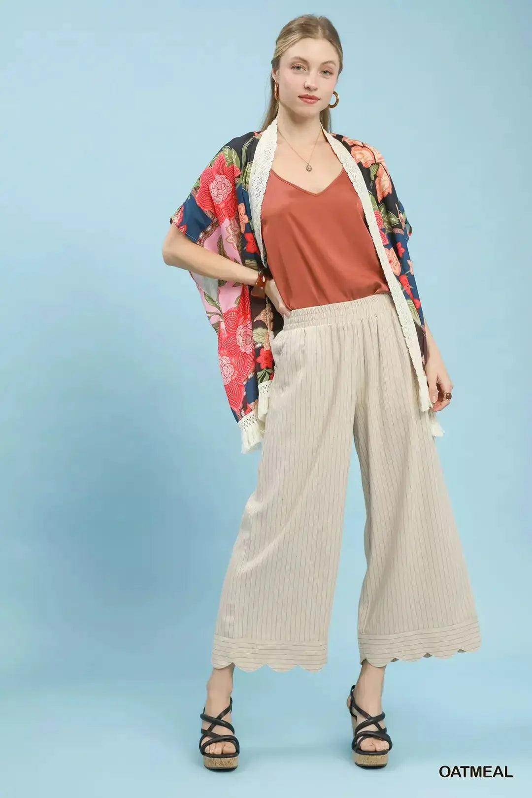 Umgee Pinstripe Wide Leg Pants  Style Ratio