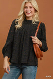 Umgee Polka Dot Smocked Detail Puff Sleeve Blouse  Style Ratio