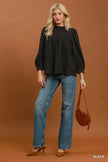 Umgee Polka Dot Smocked Detail Puff Sleeve Blouse  Style Ratio