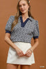 Umgee Printed Collared Puff Sleeve Top  Style Ratio