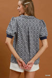 Umgee Printed Collared Puff Sleeve Top  Style Ratio