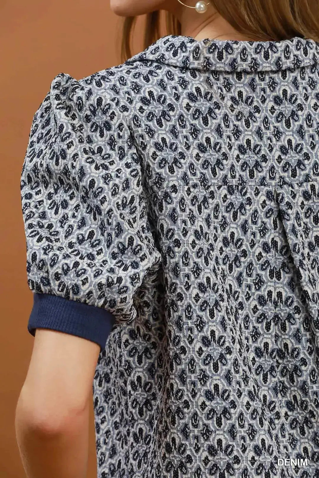 Umgee Printed Collared Puff Sleeve Top  Style Ratio