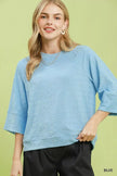 Umgee Round Neck Textured Floral Terry Blouse  Style Ratio