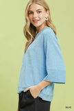 Umgee Round Neck Textured Floral Terry Blouse  Style Ratio