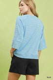 Umgee Round Neck Textured Floral Terry Blouse  Style Ratio