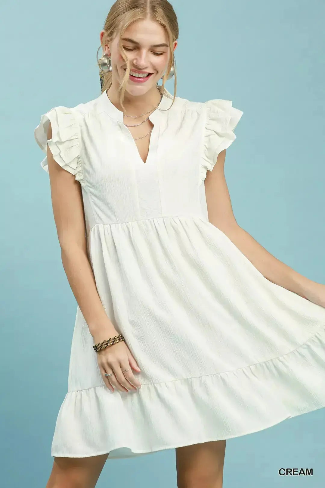 Umgee Ruffle Sleeve Babydoll Dress  Style Ratio