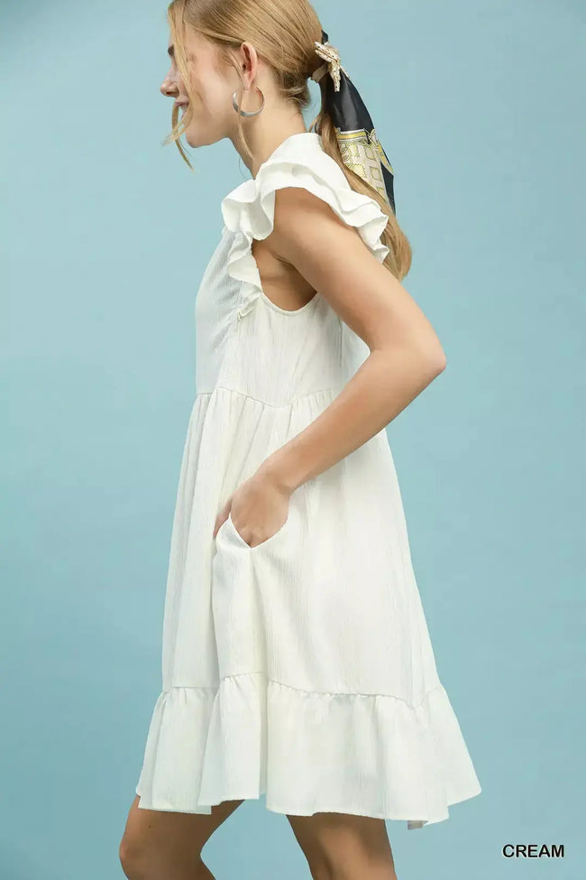 Umgee Ruffle Sleeve Babydoll Dress  Style Ratio