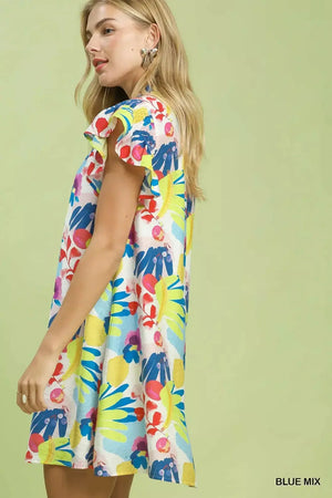 Umgee Ruffled Botanical Print Mini Dress  Style Ratio