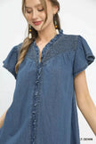 Umgee Ruffled Washed Denim Dress  Style Ratio