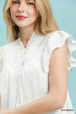 Umgee Smocked Yoke Ruffle Sleeve Blouse  Style Ratio