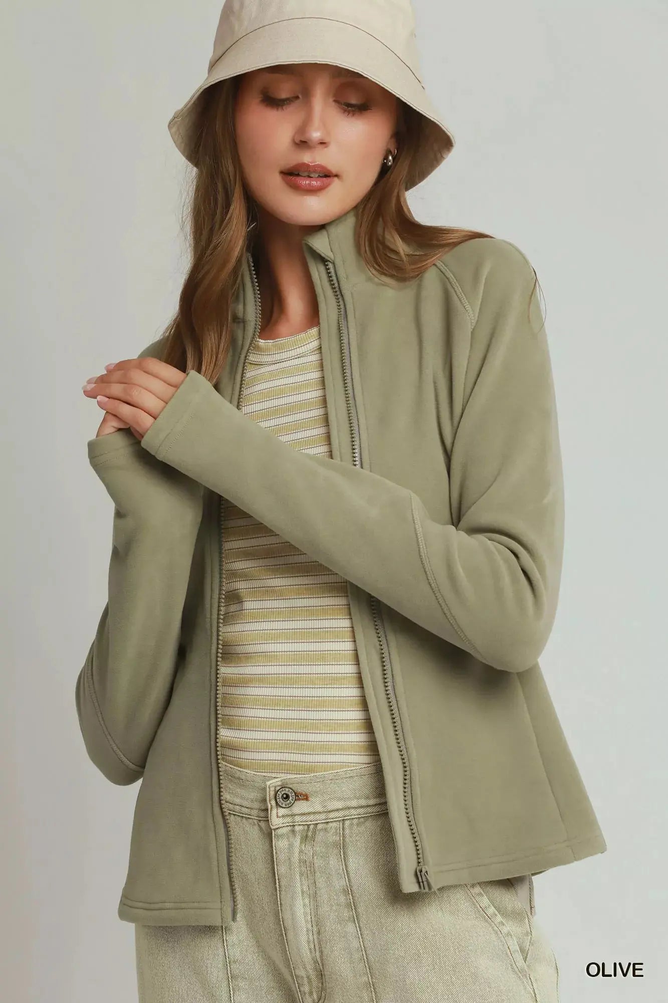 Umgee Soft Fleece Full Zip Jacket With Pockets  Style Ratio