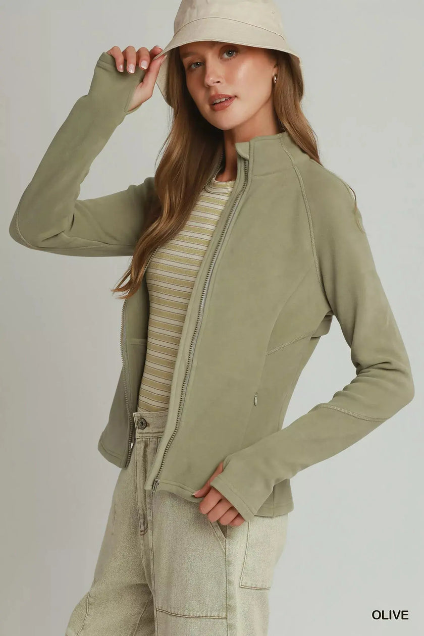 Umgee Soft Fleece Full Zip Jacket With Pockets  Style Ratio