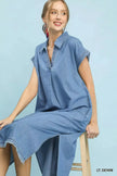 Umgee Stone Washed Collared Denim Midi Dress  Style Ratio