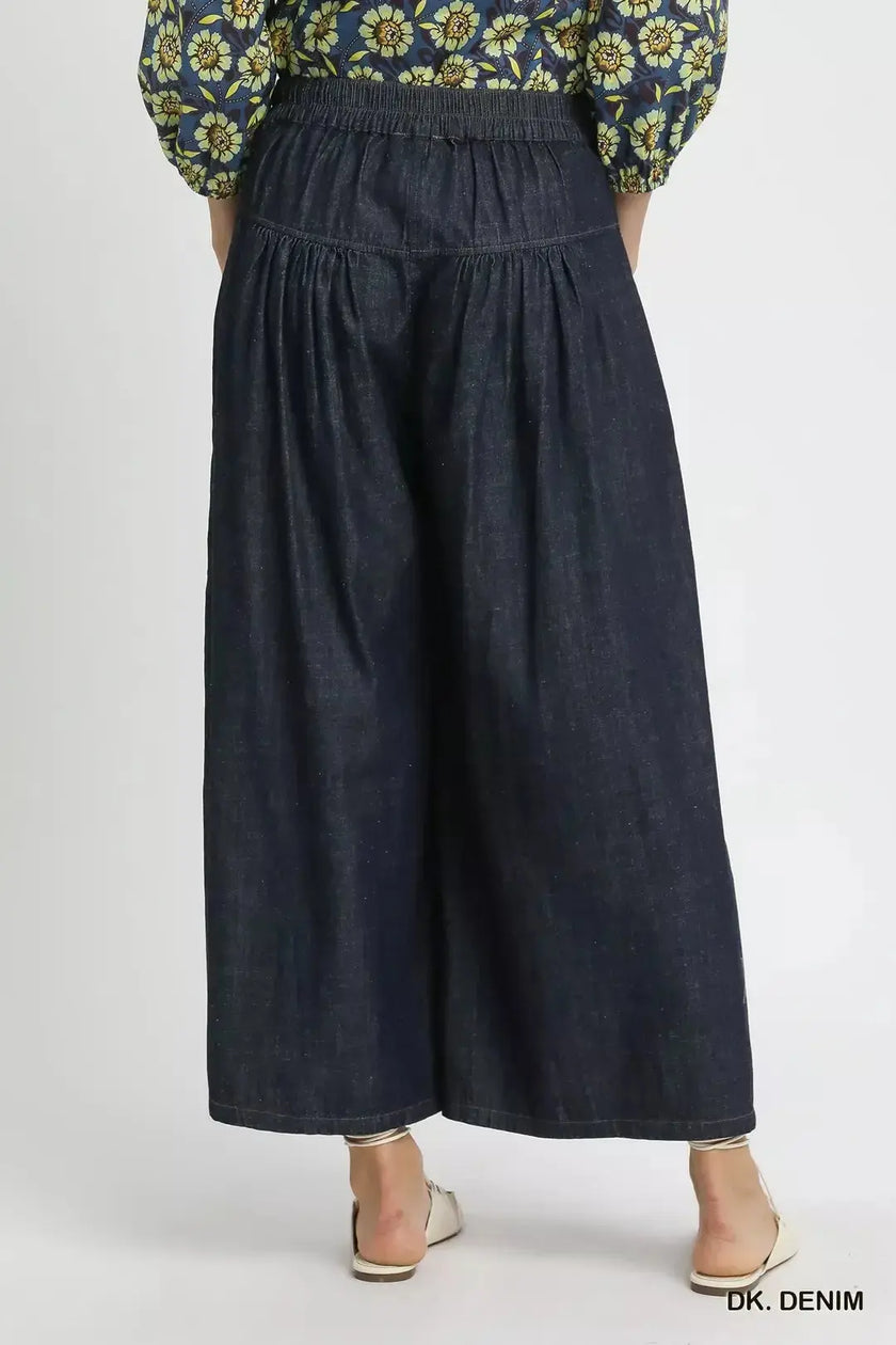 Umgee Stone Washed Wide-Leg Button-Front Culottes  Style Ratio
