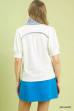 Umgee Striped Collar Popover Top  Style Ratio
