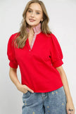 Umgee Striped Collar Popover Top  Style Ratio