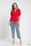 Umgee Striped Collar Popover Top  Style Ratio