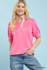 Umgee Striped Collar Popover Top  Style Ratio