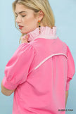 Umgee Striped Collar Popover Top  Style Ratio